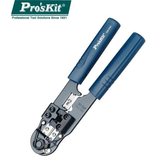 Proskit 808-376C Computer Crystal Head Crimping Pliers (200MM) Professional Internet Cable Network Crimping Strips Cuts Pliers