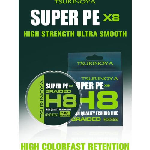 TSURINOYA 8 Strands Braided PE Fishing Line 300m H8 16LB 22LB 25LB 30LB 40LB 45LB 50LB Long Casting Smooth 8 Weaves Tackle