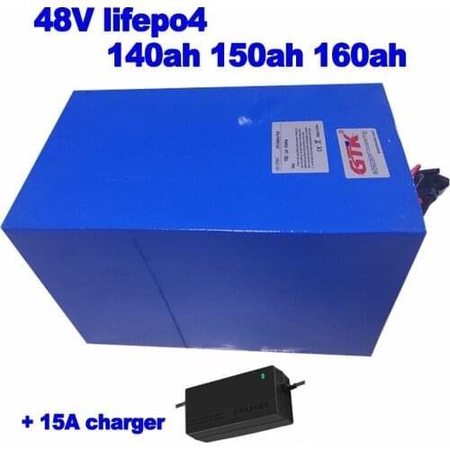 Lithium ion battery Lifepo4 48V 140ah 150ah 160ah deep cycle battery pack Telecom base station RV EV electric cars + 15A charger