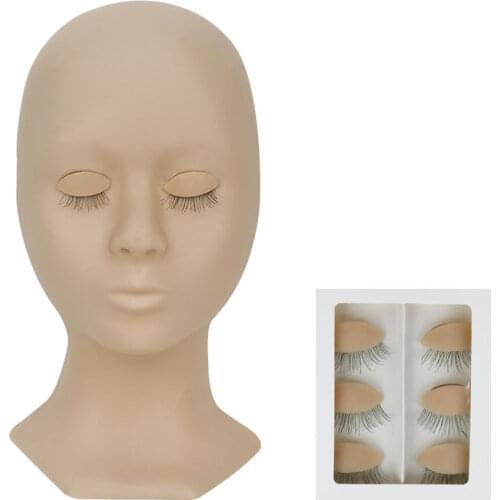 Eyelashes Extension Silicone Head Mannequin Removable Eyes Learner Remove Eyelid Kit Practice Head Model Eyelash Teaching Tool