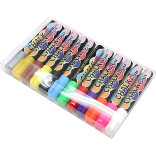 10Pcs Liquid Chalk Marker 6mm Pen Tip Erasable Comfortable Pen for Glass Blackboard Fluorescent Panel Stationery Office Supplies