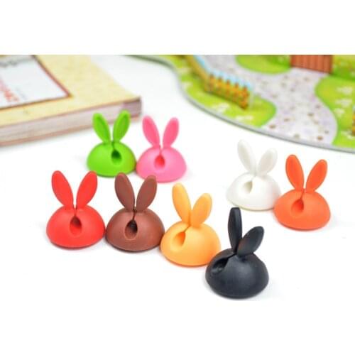 Cute Rabbit Ears Cable winder 4PCS/lot Cable Wire Organizer Cable Clip Tidy USB Charger Cord Holder desktop Cable Winder