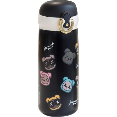 Fashion Trend Spring Cover Animation Cup Cute Cartoon Bear 304 Stainless Steel Water Cup Sealed Portable Student Cup For Women