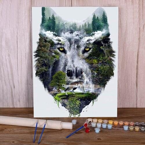 Wolf Waterfall Scenery Coloring By Numbers Painting Package Acrylic Paints 40*50 Picture By Numbers Photo Handicraft