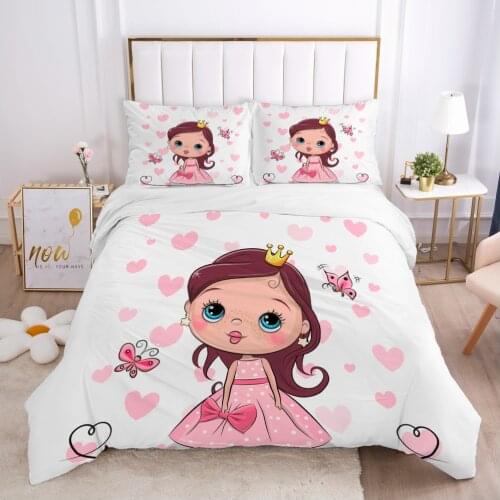 Cartoon Childrens Bedding set for kids baby boy girls Duvet cover set pillow case Bed linens Quilt cover 140x200 Car princess