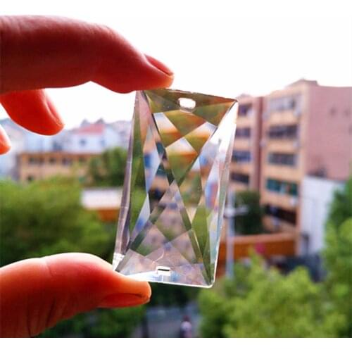 Top Quality 10pcs 55mm Clear K9 Crystal Faceted Chandelier Pendants (Two Holes ) Window Suncatchers Glass Prisms Lighting Parts