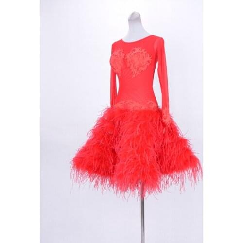 Heichi Latin dance 2015 new womens badminton match W14070 Latin Dance Dress hem