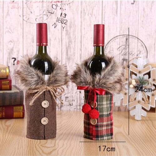 Christmas hairy Wine Bottle Cover Bags Santa Claus Wine Bottle Cover Gift Bag Christmas Dinner Xmas Table Decor Merry Christmas