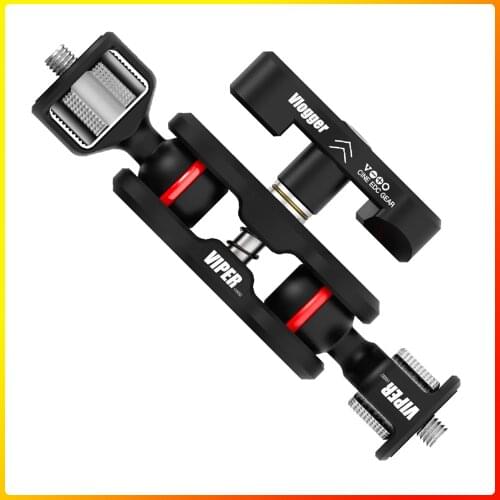 Vlogger VIPER Double Ballhead Articulating Magic Arm with 1/4" Thread Screw for Camera Rig Cage Field Monitor Led Fill Light