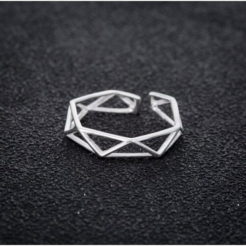 Yiustar New New Trendy Triangle Ring Women Jewelry Punk Geometric Triangle Adjustable Ring for Women