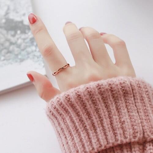 YUN RUO 316L Titanium Steel Jewelry Chic Geometric Anniversary Weeding Couple ring Rose Gold Color Fashion Woman Gift Never Fade