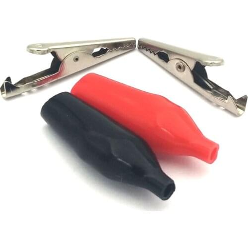 20PCS/Lot 45MM Crocodile Clips Electrical Clamp Alligator Clip Probe Metal For Testing Meter Black And Red With Plastic Boot