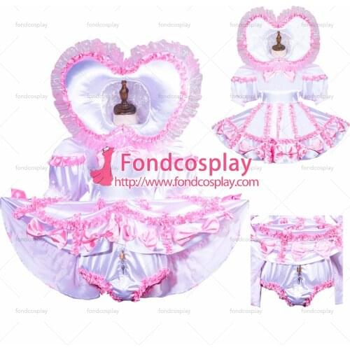 Sissy maid satin dress lockable Uniform cosplay costume Tailor-made[G3759]