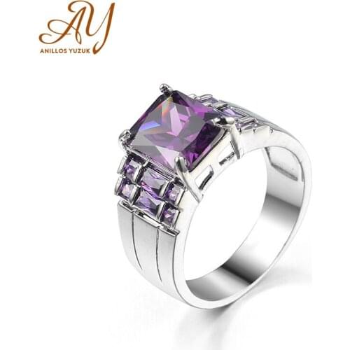 Anillos Yuzuk Elegant 925 Sterling Silver Braided Ring With Pouple Stone For Women Wedding Engagement Party Rings