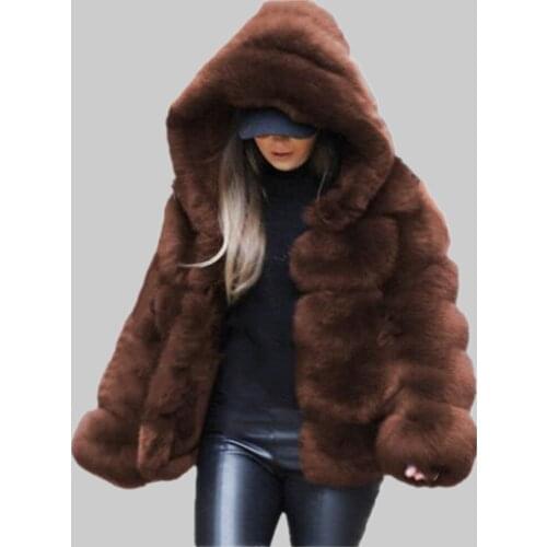 S-6XL Size Women Winter Thick Warm Fur Coats Jackets Women Long Sleeve Faux Fur Coat Overocoat Luxury Fox Fur Coat With Hooded