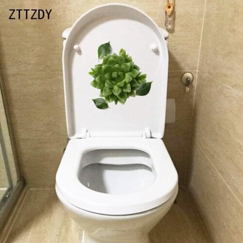 ZTTZDY 20.7*21.9CM Succulent Potted Plants Art Fresh WC Toilet Sticker Home Room Wall Decor Decal T2-0054