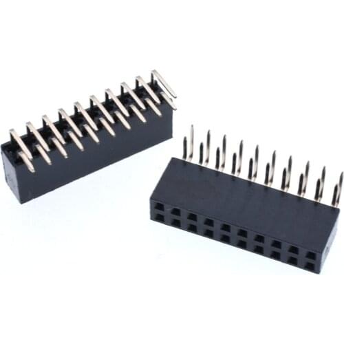 100pcs Pitch 2.54mm 2x10 Pin 20 Pin Angle Female Double Row Bend Header connector