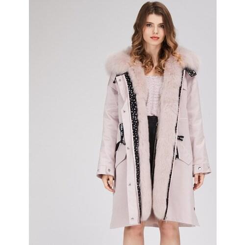 2019 Yiwu New Parka Fur Coat With Fox Fur Collar Fox Fur Coat Girls Fresh Fashion Parka High Quality Thick Overcoat