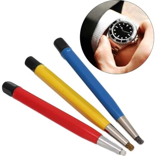 3pcs/set Watch Rust Removal Brush Pen Fiberglass Brass Steel Clean Scratch Polishing Tool Watch Repair Tool WatchParts Accessory