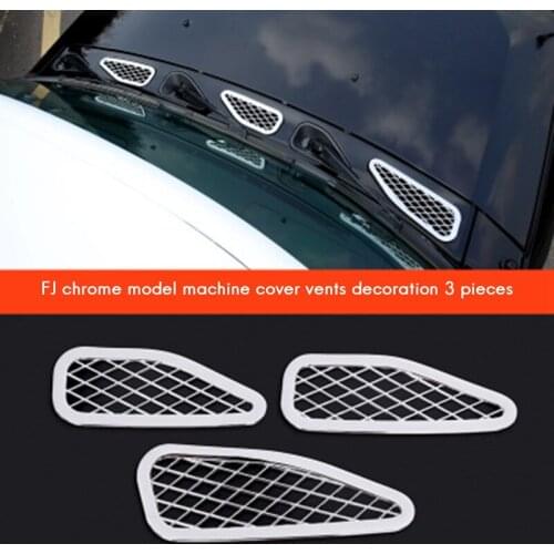 3Pcs Front Hood Air Vent Outlet Sticker Trim Cover for Toyota FJ Cruiser 2007-2020 Car Accessories