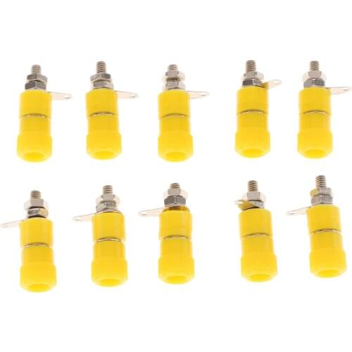 30 Pieces JS-910B 4mm Banana Plug Jack Banana Binding Post Terminal yellow