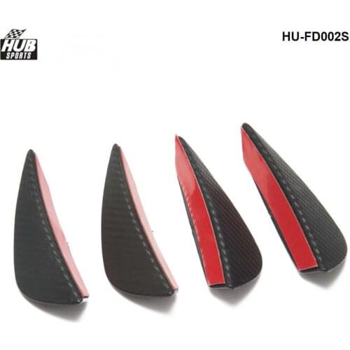 4pcs Carbon fiber Color Fit Front Bumper Lip Splitter Fins Body Spoiler Canards Valence Chin HU-FD002S