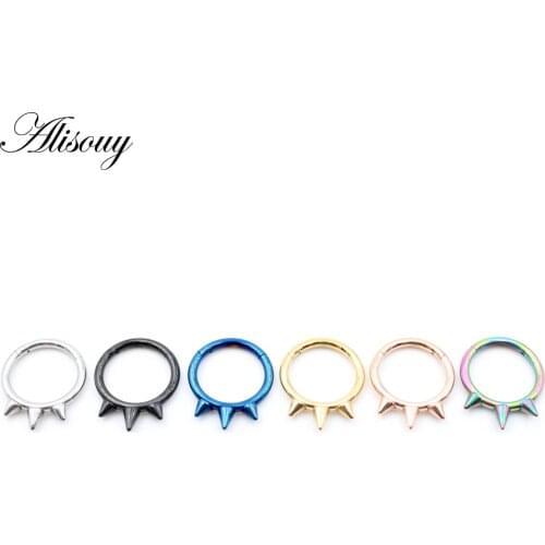 Alisouy 1Pc Stainless Steel Nose Ring Hoop Septum Rings Lip Ring Earring for Women nose Piercing Body Jewelry Non-Pierced