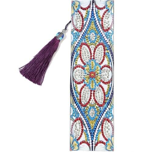 5D DIY Diamond Painting Leather Bookmarks Tassel Bookmarks Special Shaped Diamond Embroidery Craft