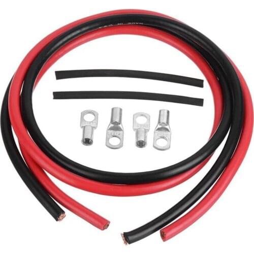 Car Copper Wire Negative Battery Ground Cable Terminal Kit 5AWG 16 Square Battery Connection Cable Cord Line With Lug 2pcs 50cm