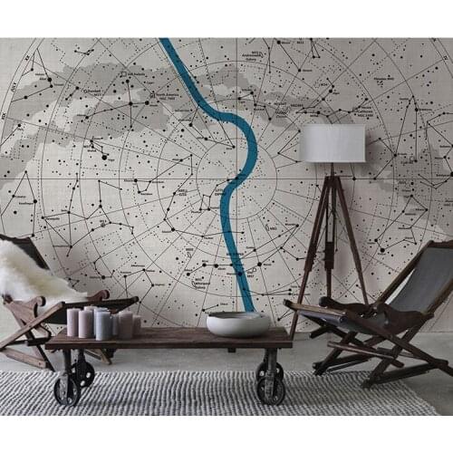 Bacaz Outer Space Blue line Papel Mural Map 3d Wallpaper Mural for Baby Room Background 3d Wall Mural Wall paper 3d Wall sticker