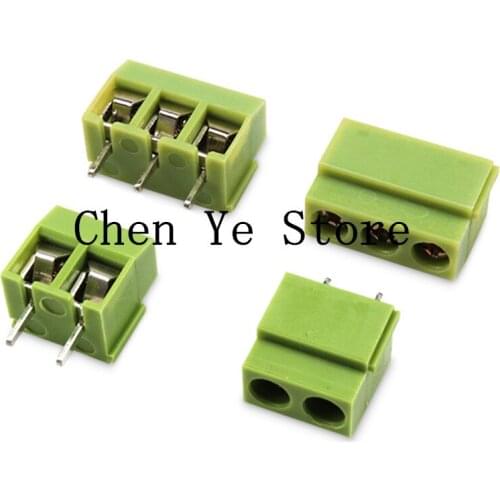Free Shipping100pcs KF126-5.0-2P 3P KF126-2P 3pin 250V 8A Screw 2Pin 5.0mm Straight Pin PCB Screw Block 26-14A Connector green