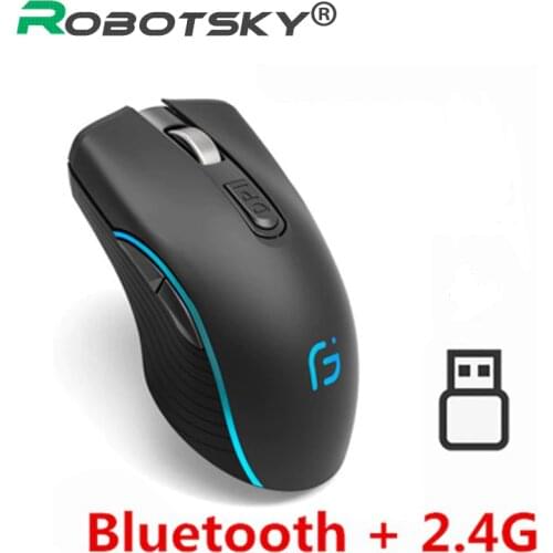 Wireless Mouse Bluetooth 4.0 +2.4Ghz Rechargeable Mouse Dual Mode Mouse 2400DPI Optical Gaming Mouse Gamer Mice for PC Laptop