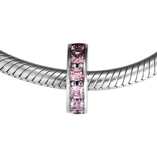 Fits for Pandora Charms Bracelets Eternity Beads with Blush Pink Crystal 100% 925 Sterling Silver Jewelry Free Shipping