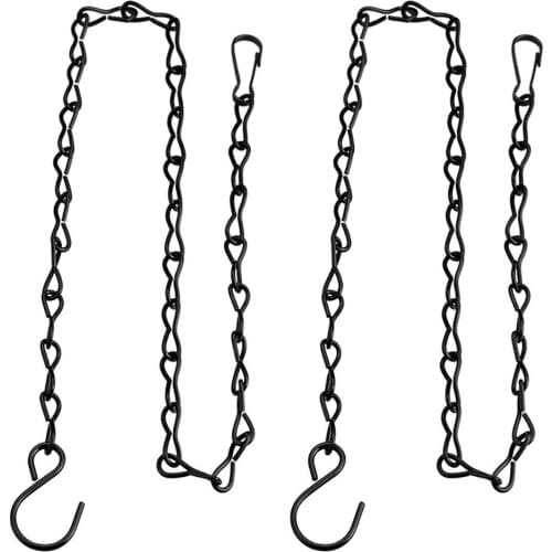 2pcs Black Hanging Metal Chains Pot Basket Bird Feeders Planters Lanterns Ornaments Garden Plant Hangers Lantern Accessories