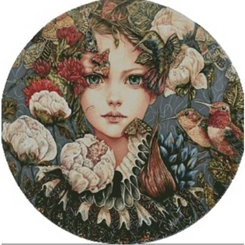 Girl among the flowers patterns counted 11CT 14CT 18CT DIY Cross Stitch Sets wholesale Cross-stitch Kits Embroidery Needlework