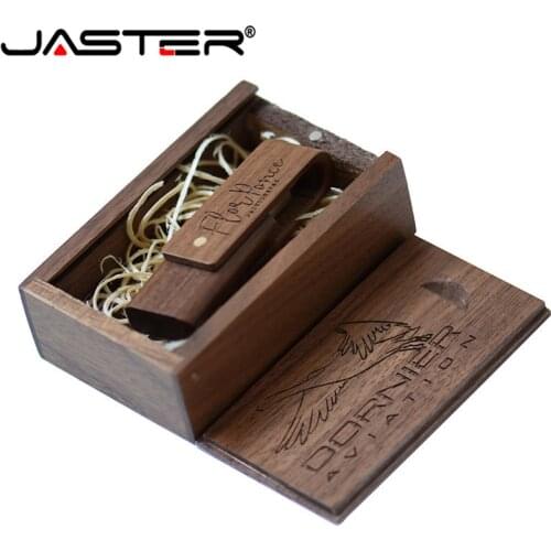 JASTER Free personalized customization wooden rotatable usb flash drive natural wood pendrive 4GB 16GB 32GB 64GB memory stick