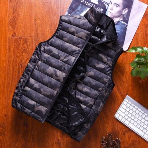 Camouflage Vest Mens Winter Down Casual Waistcoat Sleeveless Jackets Men Thick Warm Oversized Men Clothing Male Outwear