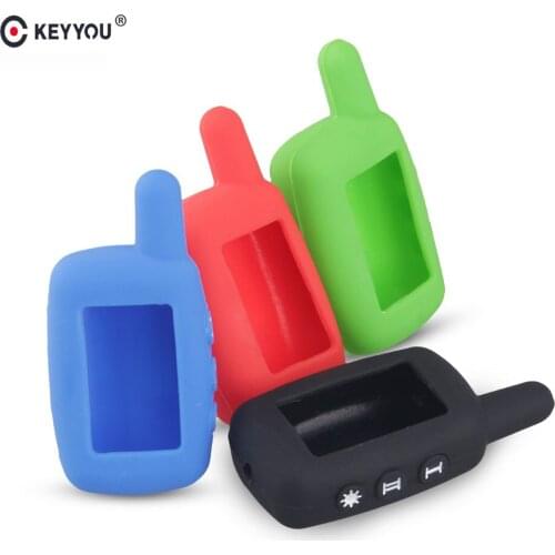 KEYYOU 30pcs Silicone Car Key Case Fob Key chain For Starline A6 A9 A8 Two Way Car Alarm LCD Remote Controller Keychain Cover