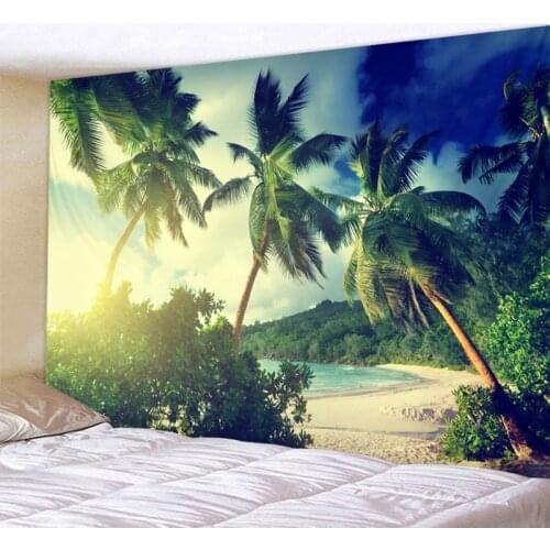 Coconut Time Scenery Print Wall Tapestry Cheap Hippie Wall Hanging Hohemian Tapestry Tapestry Mandala Wall Art Decorat