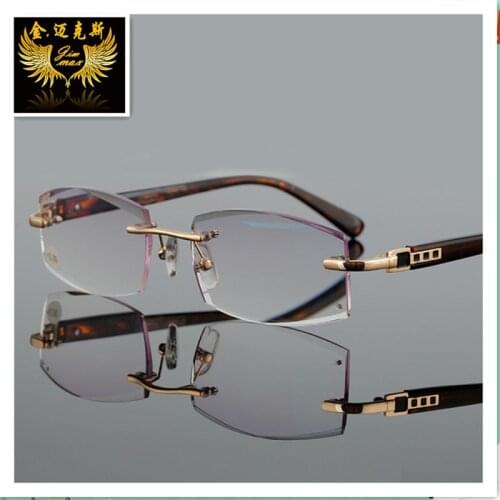 Fashion Rimless Men Woman Quality Reading Glasses With Rhinestone Lenses Gray Colour Presbyopia Glasses for Men Women