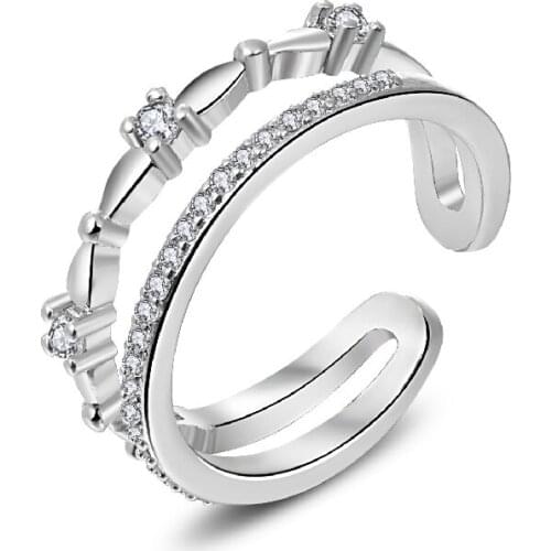 Trendy Rings for Women 925 Silver Jewelry with Zircon Gemstone Open Finger Ring Wedding Promise Party Gift Accessories Wholesale