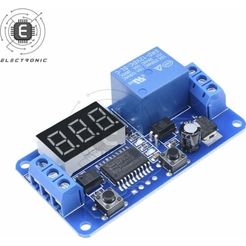 DC 12V Delay Relay Module Digital LED Display Time Delay Relay Control Switch Board 2 Key Button