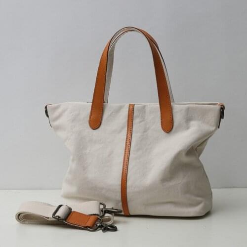 Original Cotton Canvas Women Shoulder Bags Holiday Fold Portable Handbag Casual Large Capacity Crossbody Bag Female Shopping Bag