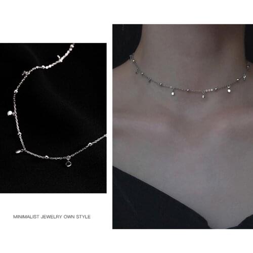 Fashion Elegant Minimalist Wafer Tassel Clavicle Chain Necklace Cute Geometric Round Choker Necklace Women Jewelry Gift