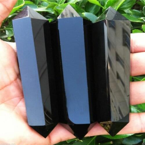 80-100mm 1kg Natural obsidian crystal double termination wand heals