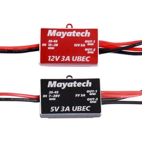 Mayatech 5V 12V Step Down Power Supply Voltage Regulation 7-28V to 5V/13-28V to 12V Buck Module UBEC-3A 6s for FPV UAV rc model
