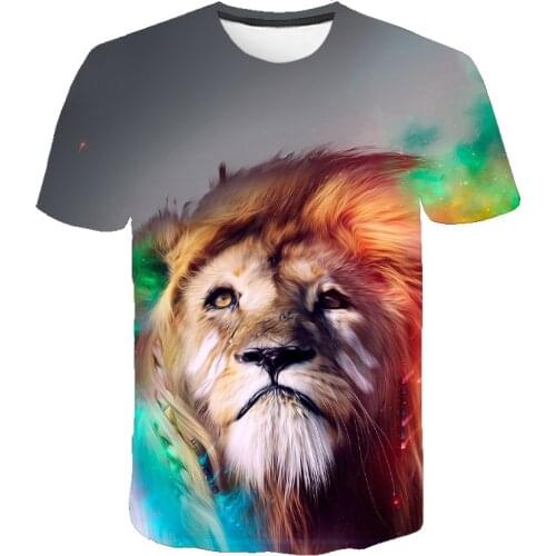 Hot summer mens t-shirt O-neck short-sleeved clothing animal lion 3D printed T-shirt large size mens T-shirt Xs-6xl 3d t shirt