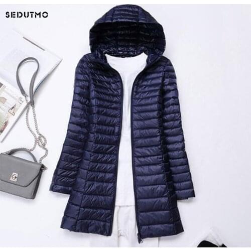 SEDUTMO Winter Long Ultra Light Duck Down Jackets Women Plus Size 3XL Down Coat Spring Puffer Jacket Slim Hooded Parkas ED230