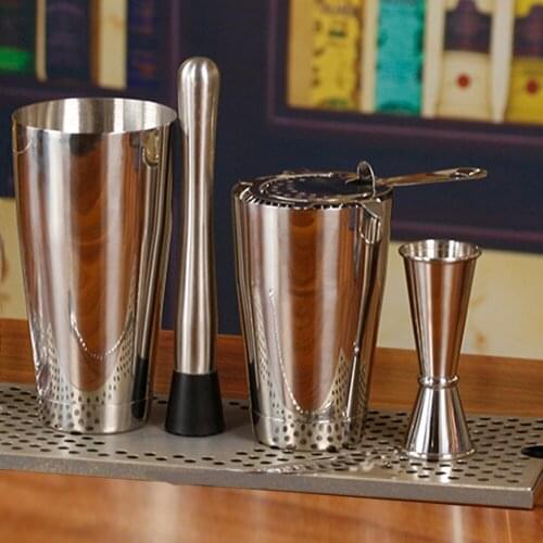 QUEENBAR 700ml Stainless Steel Cocktail Shaker Mixer Drink Bartender Kit Bars Set Tools Boston Shaker Set With Strainer Gadgets