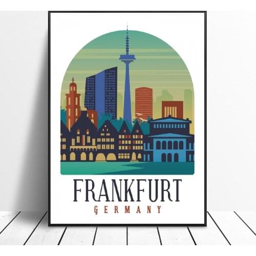 Retro Vintage Frankfurt Canvas Print Wall Art Poster Picture Modern Bedroom Living Room Decoration No Frame